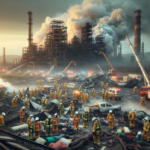 alt_text: Smoke rises from a factory explosion in Inner Mongolia, causing massive damage and chaos.