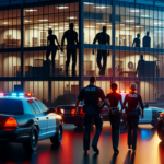 alt_text: Newspaper headline about recent office burglaries with unmasked suspects.