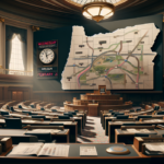 alt_text: Protesters clash with police on Oregon roads amidst a backdrop of colorful protest signs.