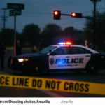 alt_text: Police investigate at South Tyler Street, Amarillo, after a reported shooting incident.
